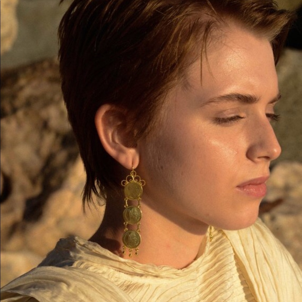 Gold coin earrings